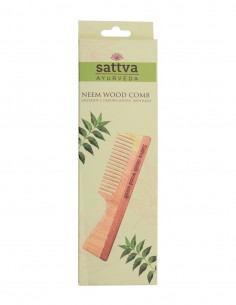 Pieptene cu maner din lemn de neem – Sattva Ayurveda