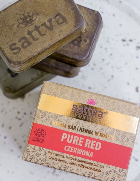 Vopsea henna Rosu Pur cu unt de shea si uleiuri, 3x80gr – Sattva Ayurveda