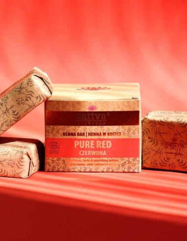 Vopsea henna Rosu Pur cu unt de shea si uleiuri, 3x80gr – Sattva Ayurveda