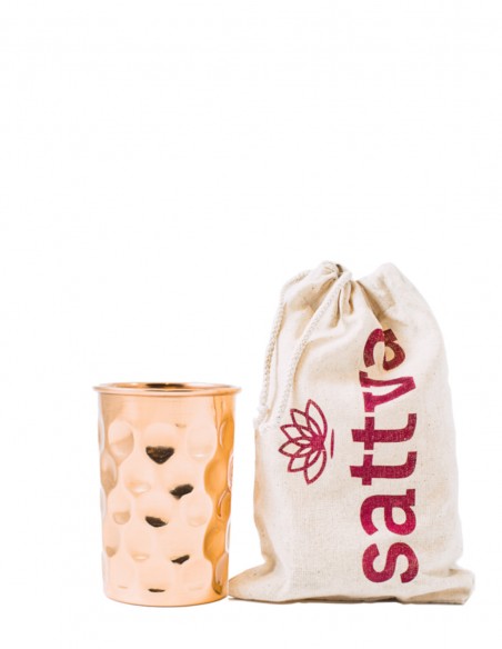 Pahar din cupru cu capac Diamond, 350ml – Sattva Ayurveda