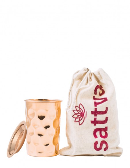 Pahar din cupru cu capac Diamond, 350ml – Sattva Ayurveda