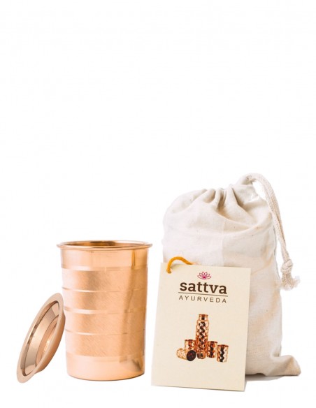 Pahar din cupru cu capac Stripe, 350ml – Sattva Ayurveda