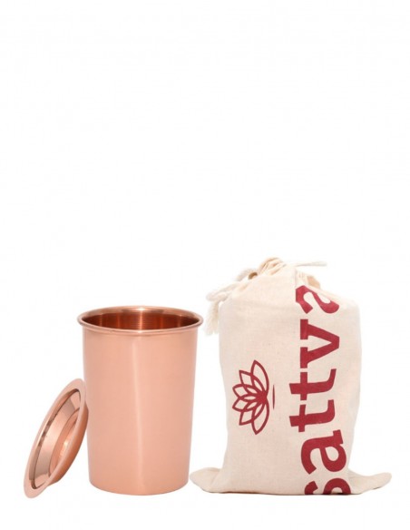 Pahar din cupru cu capac Classic, 350ml – Sattva Ayurveda