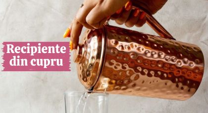 Recipiente din cupru: pahare, carafe si sticle din cupru